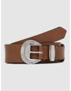 Karl Lagerfeld Jeans Curea de piele cu catarama rotunda - Caramel