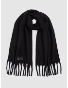 Karl Lagerfeld Jeans Fular uni cu franjuri - Negru
