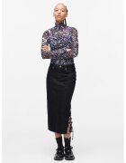 Karl Lagerfeld Jeans Fusta midi din denim cu croiala dreapta si slit lateral - Negru stins