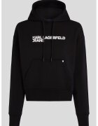Karl Lagerfeld Jeans Hanorac din amestec de bumbac organic cu imprimeu logo - Negru