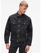 Karl Lagerfeld Jeans Jacheta din denim cu model monograma - Negru/Albastru ultramarin