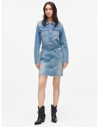 Karl Lagerfeld Jeans Rochie cambrata din denim cu o curea in talie - Albastru pastel
