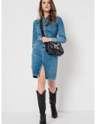 Karl Lagerfeld Jeans Rochie de denim cu aspect 2in1 - Albastru melange