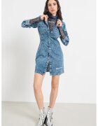 Karl Lagerfeld Jeans Rochie de denim cu buzunare pe piept - Albastru prafuit