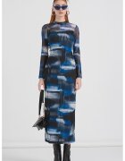 Karl Lagerfeld Jeans Rochie maxi cu model si decolteu la baza gatului - Albastru pastel/Albastru inchis/Alb optic