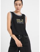 Karl Lagerfeld Jeans Top crop cu imprimeu logo - Alb/Negru/Galben pai