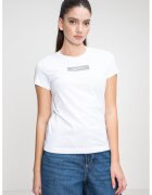 Karl Lagerfeld Jeans Tricou slim fit din bumbac organic cu logo reflectorizant - Alb