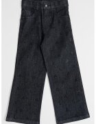 KARL LAGERFELD KIDS Blugi cu talie inalta si croiala ampla - Negru stins