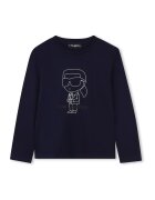 KARL LAGERFELD KIDS Bluza cu decolteu la baza gatului si imprimeu logo - Alb/Negru