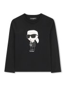 KARL LAGERFELD KIDS Bluza cu decolteu la baza gatului si imprimeu logo - Alb/Negru stins