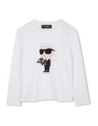 KARL LAGERFELD KIDS Bluza cu decolteu la baza gatului si imprimeu logo - Negru/Gri deschis
