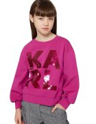 KARL LAGERFELD KIDS Bluza de trening cu aplicatii cu paiete - Fucsia