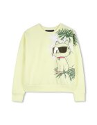 KARL LAGERFELD KIDS Bluza de trening cu decolteu la baza gatului si imprimeu grafic - Negru/Galben pal/Verde feriga
