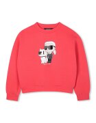 KARL LAGERFELD KIDS Bluza de trening cu imprimeu logo si decolteu la baza gatului - Coral