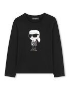 KARL LAGERFELD KIDS Bluza din amestec de bumbac cu imprimeu logo - Alb/Negru