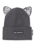 KARL LAGERFELD KIDS Caciula din amestec de bumbac cu logo - Argintiu/Gri inchis