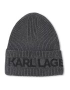 KARL LAGERFELD KIDS Caciula din amestec de bumbac cu logo - Negru/Gri inchis