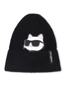KARL LAGERFELD KIDS Caciula striata cu logo - Alb/Negru