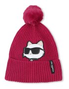 KARL LAGERFELD KIDS Caciula texturata cu logo - Alb/Roz zmeuriu