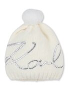 KARL LAGERFELD KIDS Caciula tricotata cu paiete - Crem/Argintiu