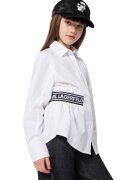 KARL LAGERFELD KIDS Camasa din bumbac cu logo - Negru/Alb optic
