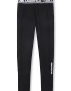 KARL LAGERFELD KIDS Colanti slim fit cu banda logo in talie - Negru/Alb optic