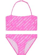 KARL LAGERFELD KIDS Costum de baie in doua piese cu imprimeu logo - Alb/Roz