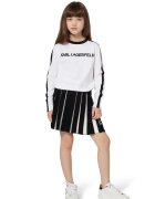 KARL LAGERFELD KIDS Fusta evazata cu logo - Alb/Negru