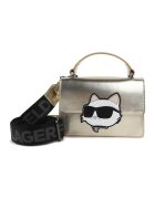 KARL LAGERFELD KIDS Geanta crossbody cu logo - Auriu/Negru