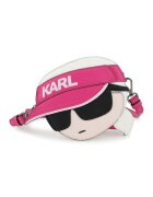 KARL LAGERFELD KIDS Geanta crossbody cu model logo - Alb murdar/Roz