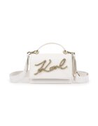 KARL LAGERFELD KIDS Geanta cu clapa si detaliu cu logo din strasuri - Alb murdar