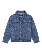 KARL LAGERFELD KIDS Jacheta din denim cu model logo - Alb murdar/Albastru deschis