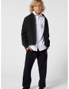 KARL LAGERFELD KIDS Pantaloni de trening cu croiala dreapta si segmente laterale cu logo - Negru/Alb optic