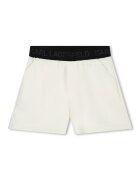 KARL LAGERFELD KIDS Pantaloni scurti de piele ecologica cu logo stralucitor - Alb murdar