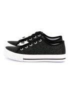 KARL LAGERFELD KIDS Pantofi sport cu aspect stralucitor si logo - Alb/Negru