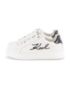 KARL LAGERFELD KIDS Pantofi sport din piele cu logo - Alb fildes/Negru