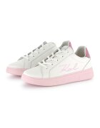KARL LAGERFELD KIDS Pantofi sport din piele cu logo - Alb fildes/Roz pastel