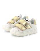 KARL LAGERFELD KIDS Pantofi sport din piele cu logo - Auriu/Alb murdar