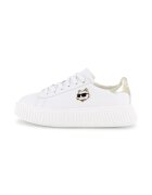 KARL LAGERFELD KIDS Pantofi sport low-cut din piele - Auriu/Alb murdar