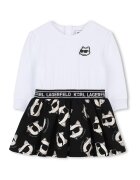 KARL LAGERFELD KIDS Rochie cu imprimeu logo - Alb/Negru