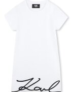 KARL LAGERFELD KIDS Rochie din bumbac cu logo - Negru/Alb optic