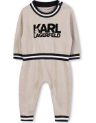 KARL LAGERFELD KIDS Salopeta tricotata fin cu model logo - Negru/Maro nisip