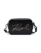 KARL LAGERFELD KIDS Sapca crossbody cu imprimeu logo cu nituri - Negru