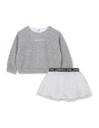 KARL LAGERFELD KIDS Set de bluza de trening si fusta din tul cu logo - Alb/Gri melange