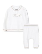 KARL LAGERFELD KIDS Set de bluza de trening si pantaloni din bumbac si casmir - Auriu/Alb murdar