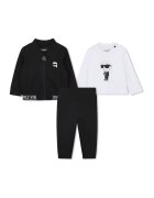 KARL LAGERFELD KIDS Set de bluza - pantaloni de trening si bluza cu fermoar - Alb/Negru