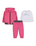 KARL LAGERFELD KIDS Set de imbracaminte cu imprimeu logo - 3 piese - Alb/Fucsia