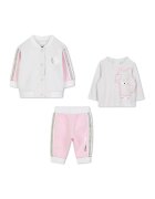 KARL LAGERFELD KIDS Set de jacheta bomber - bluza si pantaloni - Alb murdar/Roz