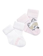 KARL LAGERFELD KIDS Set de sosete scurte cu model logo - 2 perechi - Alb/Auriu/Roz pal