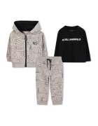 KARL LAGERFELD KIDS Set de trening si bluza cu imprimeu logo - Negru/Maro nisip